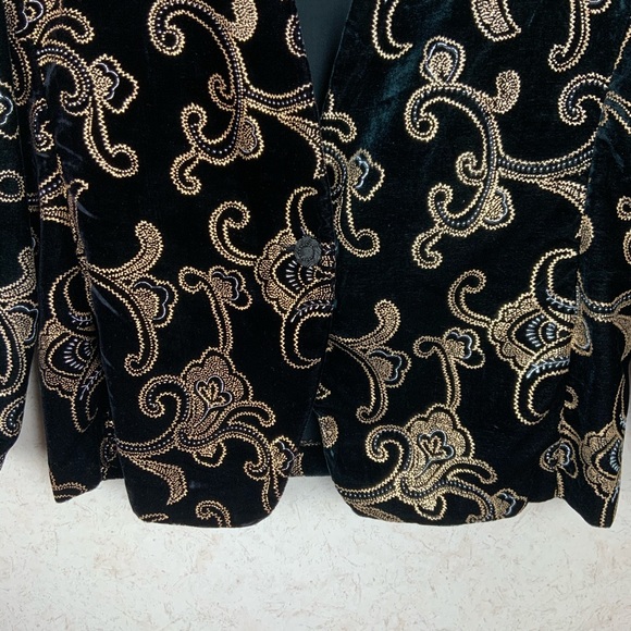 Vintage Norton McNaughton velvet floral blazer jacket rustic gold art deco - Picture 3 of 5